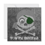 Distressed Gray Pirate Skull Invitations