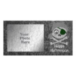 Distressed Gray Pirate Skull Photo Card