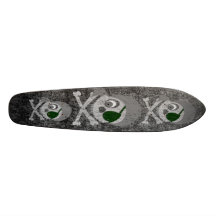Distressed Gray Pirate Skull Skateboard