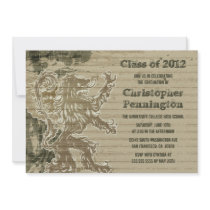 Distressed griffin graduation party announcement
