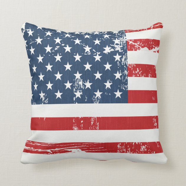 Distressed Grunge American Flag Old Vintage Look Pillows