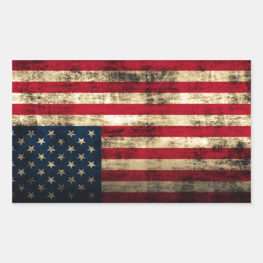 Distressed Grunge American Flag Rectangular Sticker | Zazzle