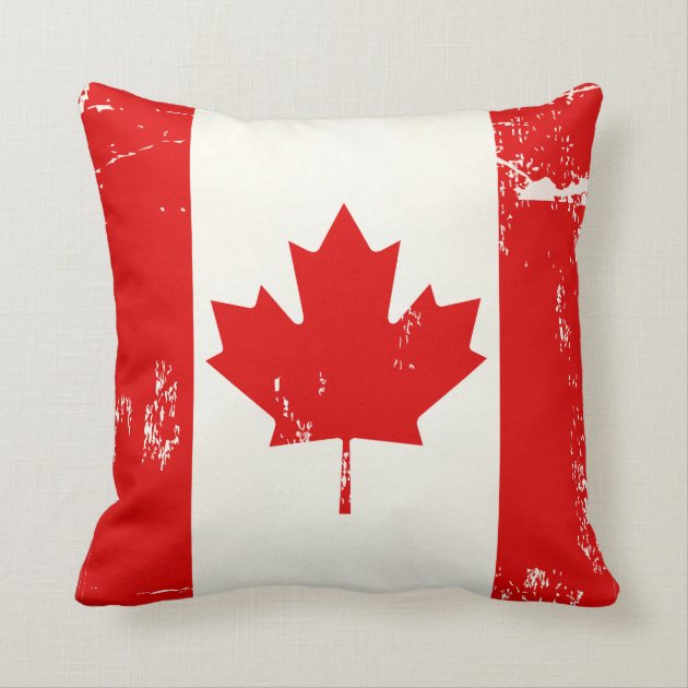 Distressed Grunge Canada Flag Maple Leaf Pillows