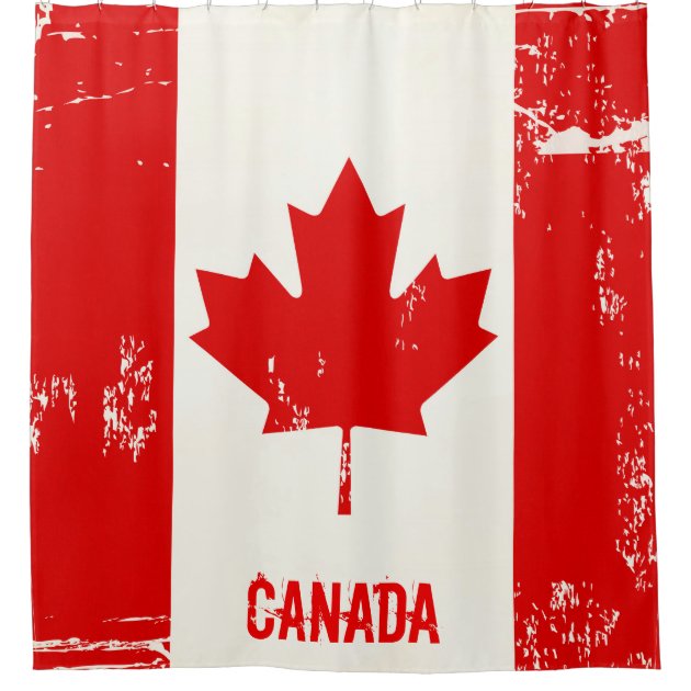 Distressed Grunge Canada Flag Maple Leaf Shower Curtain-1