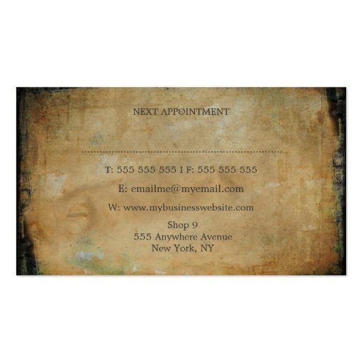 Distressed Grunge Hair Stylist Appointment Cards Business Card (back side)