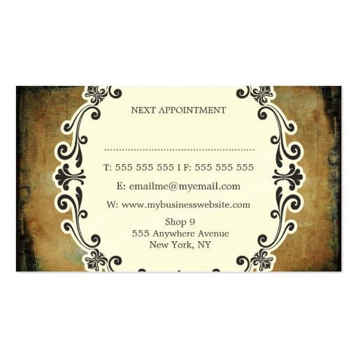 Distressed Grunge Hair Stylist Appointment Cards Business Card Template (back side)
