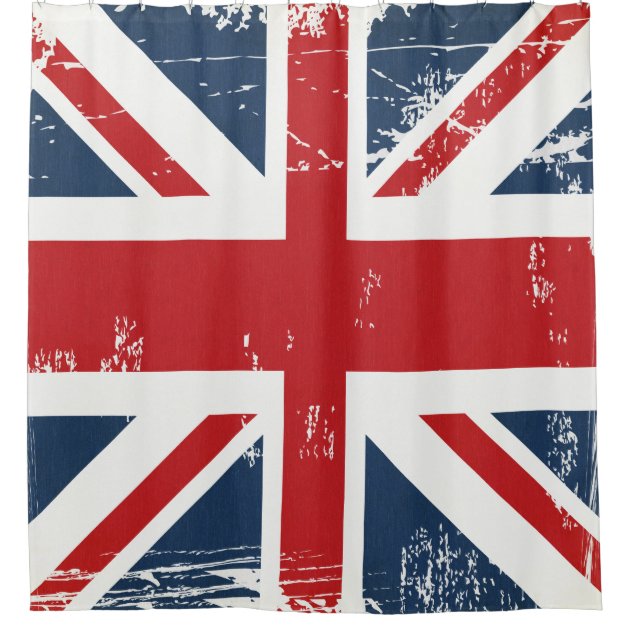 Distressed Grunge UK Flag Union Jack Old Look Shower Curtain