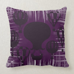 Distressed Grunge Vintage Hot Air Balloons Purple Pillow