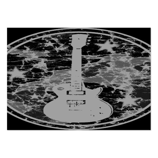 Distressed Guitar Stars Cameo Silhouette Dark BW Business Card Template