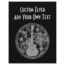 Distressed Guitar Stars Cameo Silhouette Dark BW Flyer Design