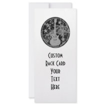 Distressed Guitar Stars Cameo Silhouette Dark BW Rack Card
