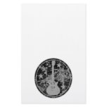 Distressed Guitar Stars Cameo Silhouette Dark BW Stationery Paper