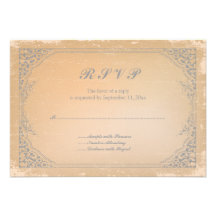 Distressed gunmetal grey vintage scroll rsvp card