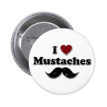 Distressed I Heart Mustaches Design Pinback Button