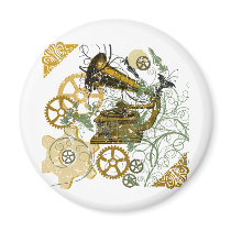 Distressed Look Steampunk Design magnets