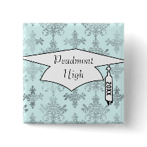 distressed lovely soft blue damask buttons