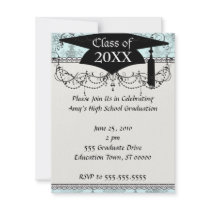 distressed lovely soft blue damask personalized announcements
