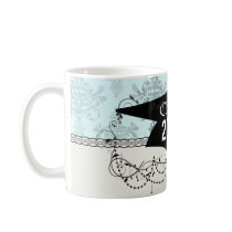 distressed lovely soft blue damask mug