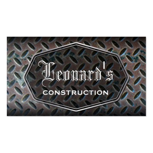 Distressed Metal Construction Business Card (front side)