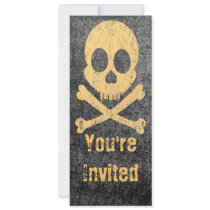 Distressed Orange Skull Invitations
