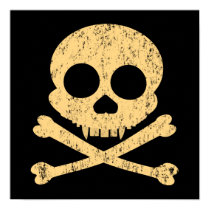 Distressed Orange Skull Poster