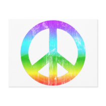 Distressed peace-rainbow postcard