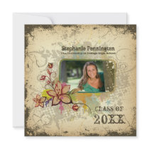 Distressed photo graduation party announcement