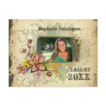 Distressed photo graduation party announcement postcard