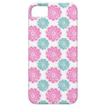 Distressed pink blue floral damask flowers pattern iPhone 5 cover