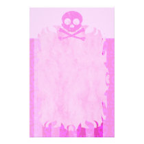 Distressed Pink Skull Flame Stationery