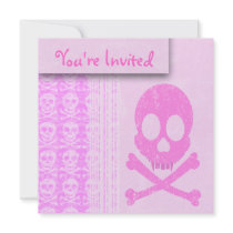 Distressed Pink Skull Invitations