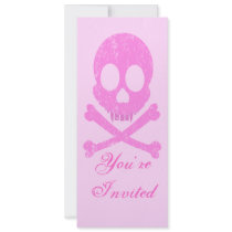 Distressed Pink Skull Invitations