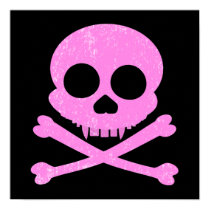 Distressed Pink Skull Poster