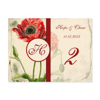 Distressed Poppy Table Number Cards postcard