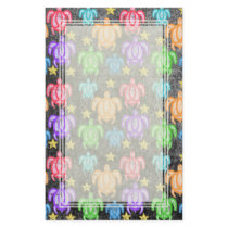 Distressed Rainbow Turtles Blank Stationery