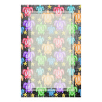 Distressed Rainbow Turtles Blank Stationery