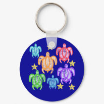 Distressed Rainbow Turtles Keychain