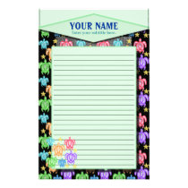 Distressed Rainbow Turtles Lined Stationery