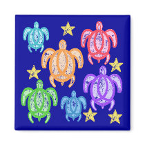 Distressed Rainbow Turtles Magnets