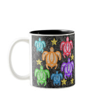 Distressed Rainbow Turtles Mugs