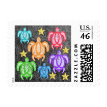 Distressed Rainbow Turtles Stamps