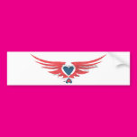 Distressed Red White and Blue Heart With Wings Bumper Stickers