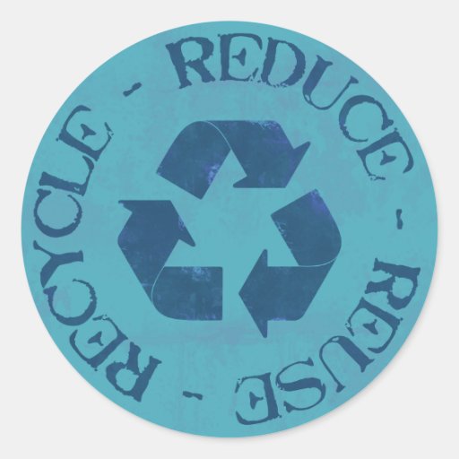 Distressed Reduce Reuse Recycle Sticker (blue) Zazzle