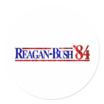 Distressed Retro Reagan-Bush 1984 Round Stickers