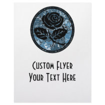 Distressed Rose Silhouette Cameo - Blue Full Color Flyer