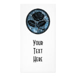 Distressed Rose Silhouette Cameo - Blue Photo Card Template