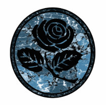 Distressed Rose Silhouette Cameo - Blue Photo Cut Outs