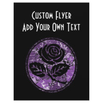 Distressed Rose Silhouette Cameo - Purple Flyer Design