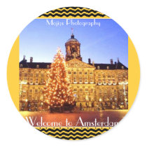 Distressed Round Stickers -AMSTERDAM
