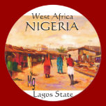 Distressed Round Stickers - Nigeria stickers